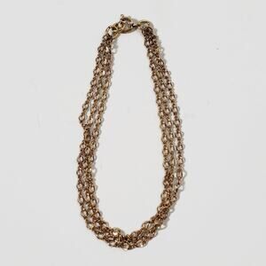 Vintage 12k Gold Filled Delicate Triple Chain Bracelet 7 in.
